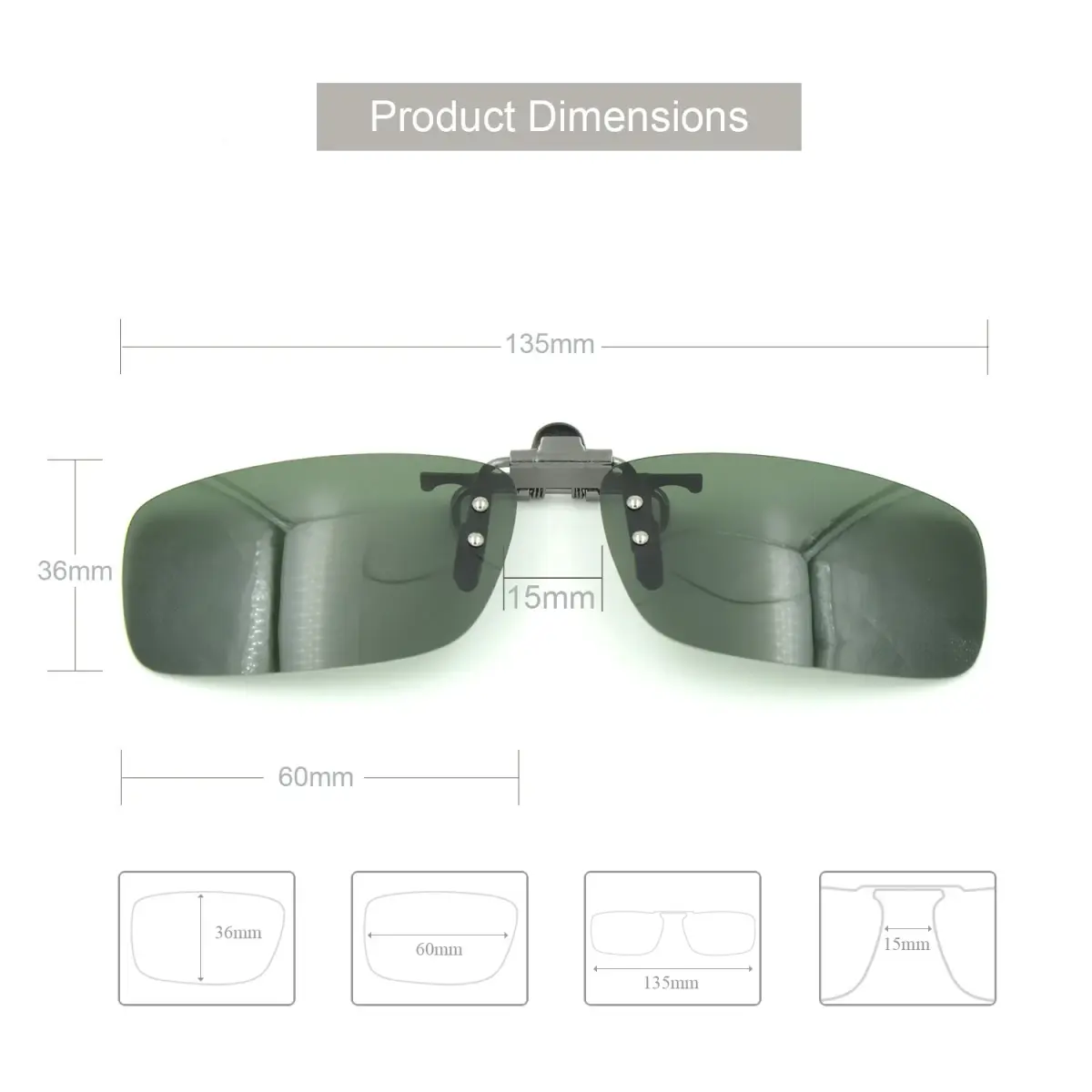 Besgoods Polarized Clip-On Flip Up Sunglasses 60mm (2.36in) | Reduce Glare for Driving & Sports - view 3
