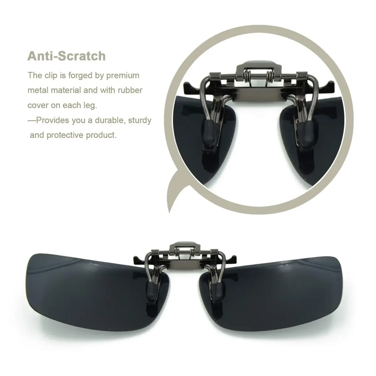 Besgoods Polarized Clip-On Sunglasses for Prescription Glasses, Black | Flip-Up UV400 Protection - view 2
