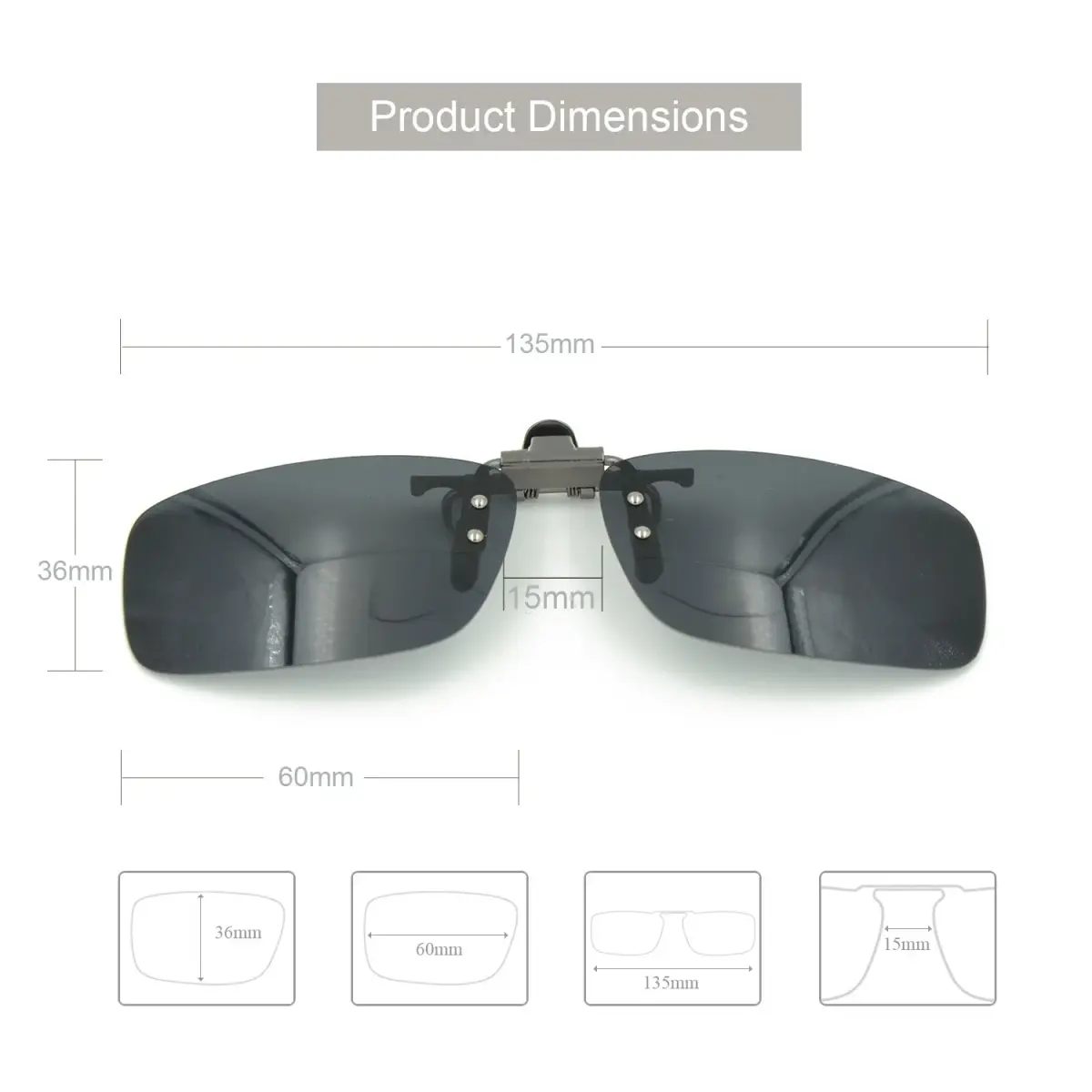 Besgoods Polarized Clip-On Sunglasses for Prescription Glasses, Black | Flip-Up UV400 Protection - view 3