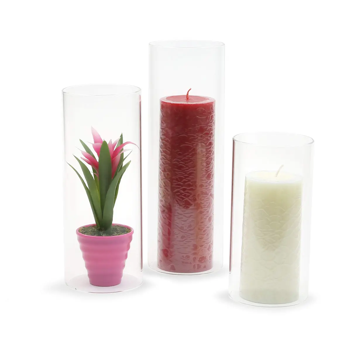 WGVI Hurricane Candle Holder Sleeve, Wide 4" x 8"H | Clear Glass Cylinder, Open Ended, Chimney Tube - view 7
