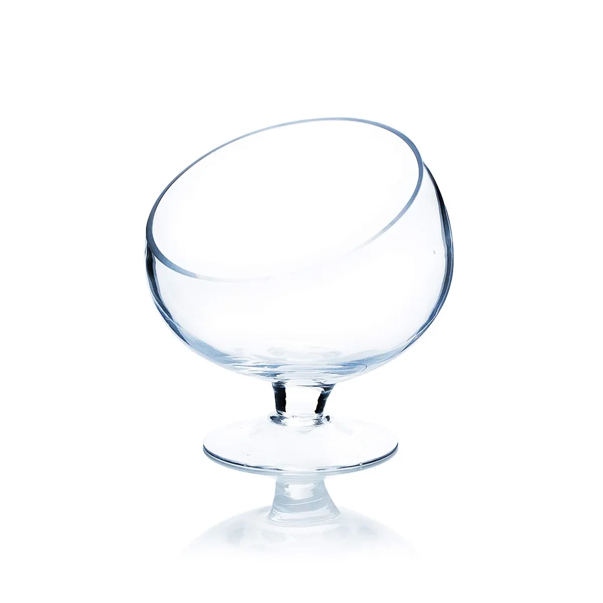 WGVI Slant Cut Bowl Glass Vase with Stand | Modern Clear Flower & Fruit Decor - main product image