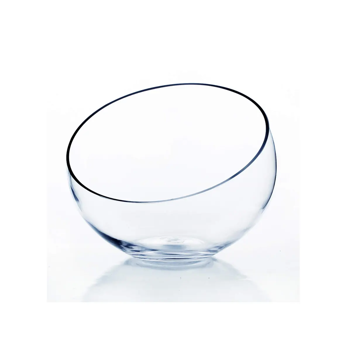 WGVI Slant Cut Bowl Glass Vase | 9" Width, 8.25" Height | Clear Terrarium & Floral Container - main product image