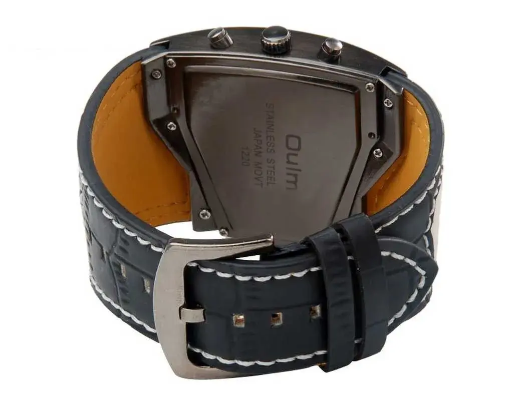 ShoppeWatch Dual Time Analog Quartz Watch 54mm (2.13 inch) | White Leather Band - view 2
