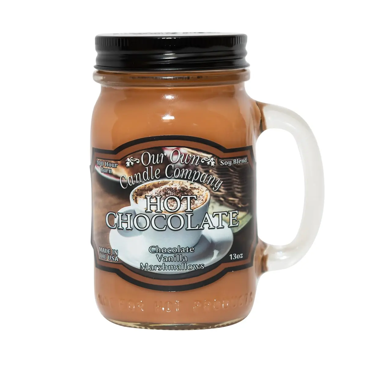 Our Own Candle Company Hot Chocolate Scented Mason Jar Candle, 13 oz | Long Lasting Cocoa & Vanilla Aroma - main product image