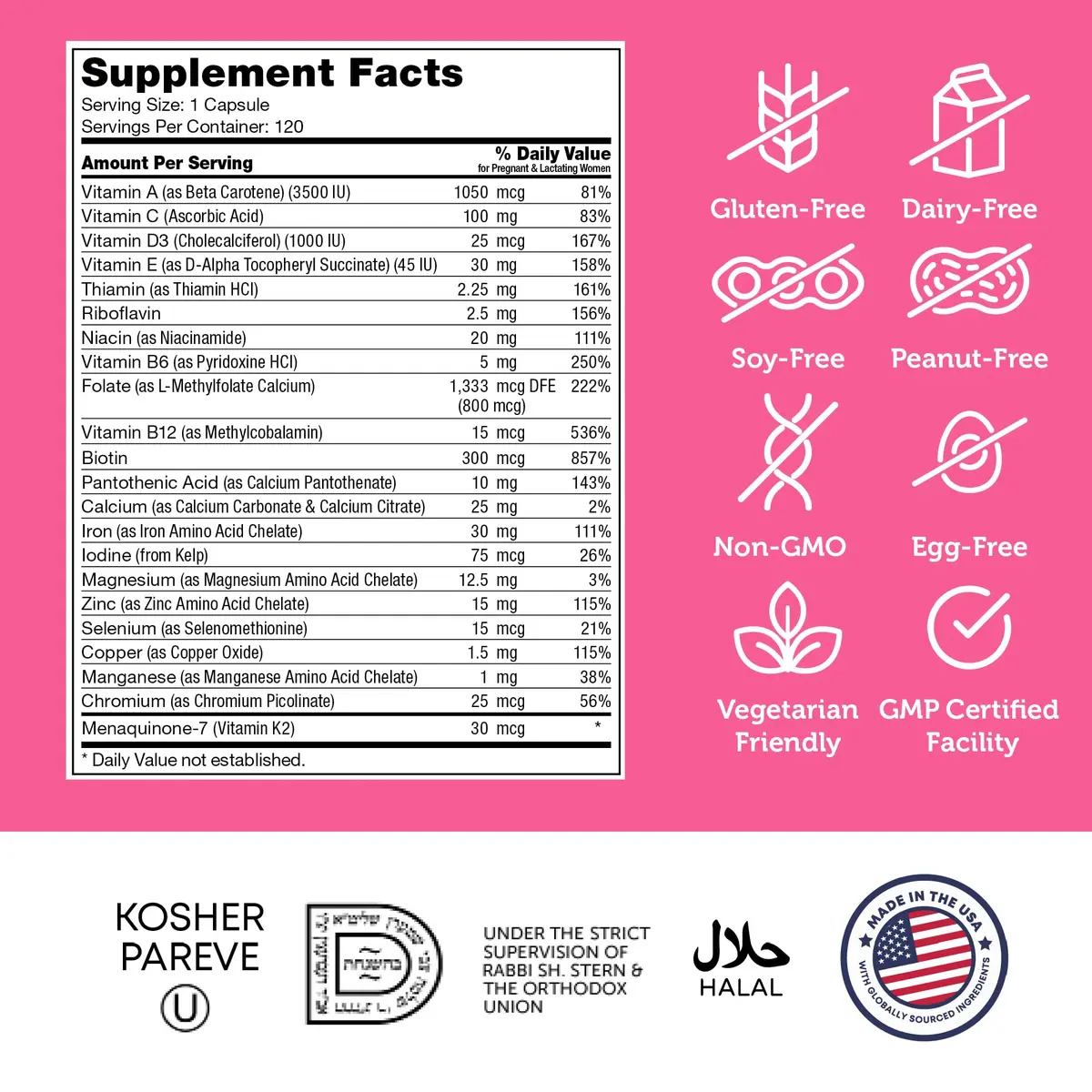 Zahler Total One Prenatal Vitamins 120 Count | Supports Mom & Baby Health - view 4