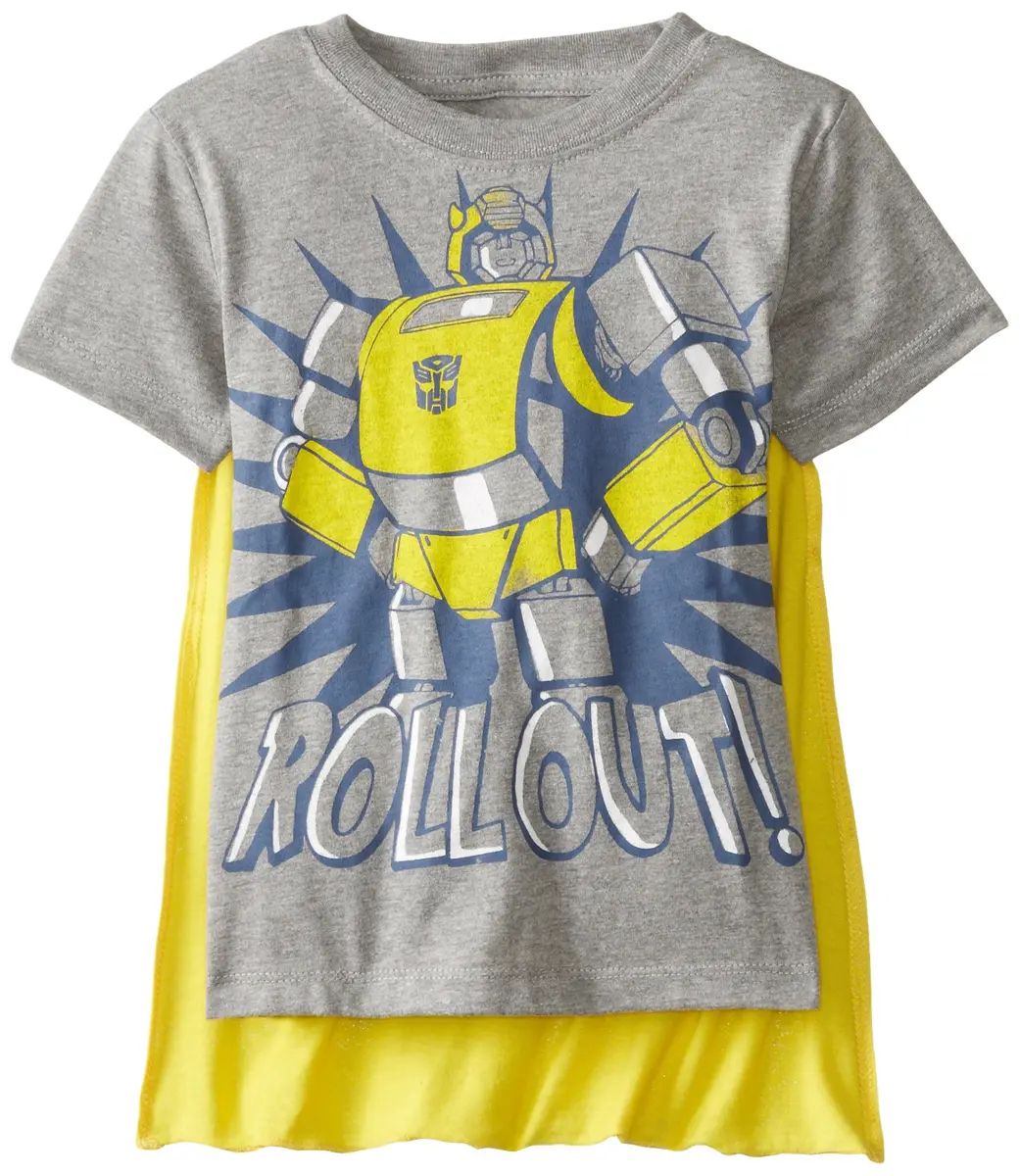 Transformers Little Boys' Bumblebee Roll Out Cape Tee, Grey, 2T | Officially Licensed Superhero Tee - main product image