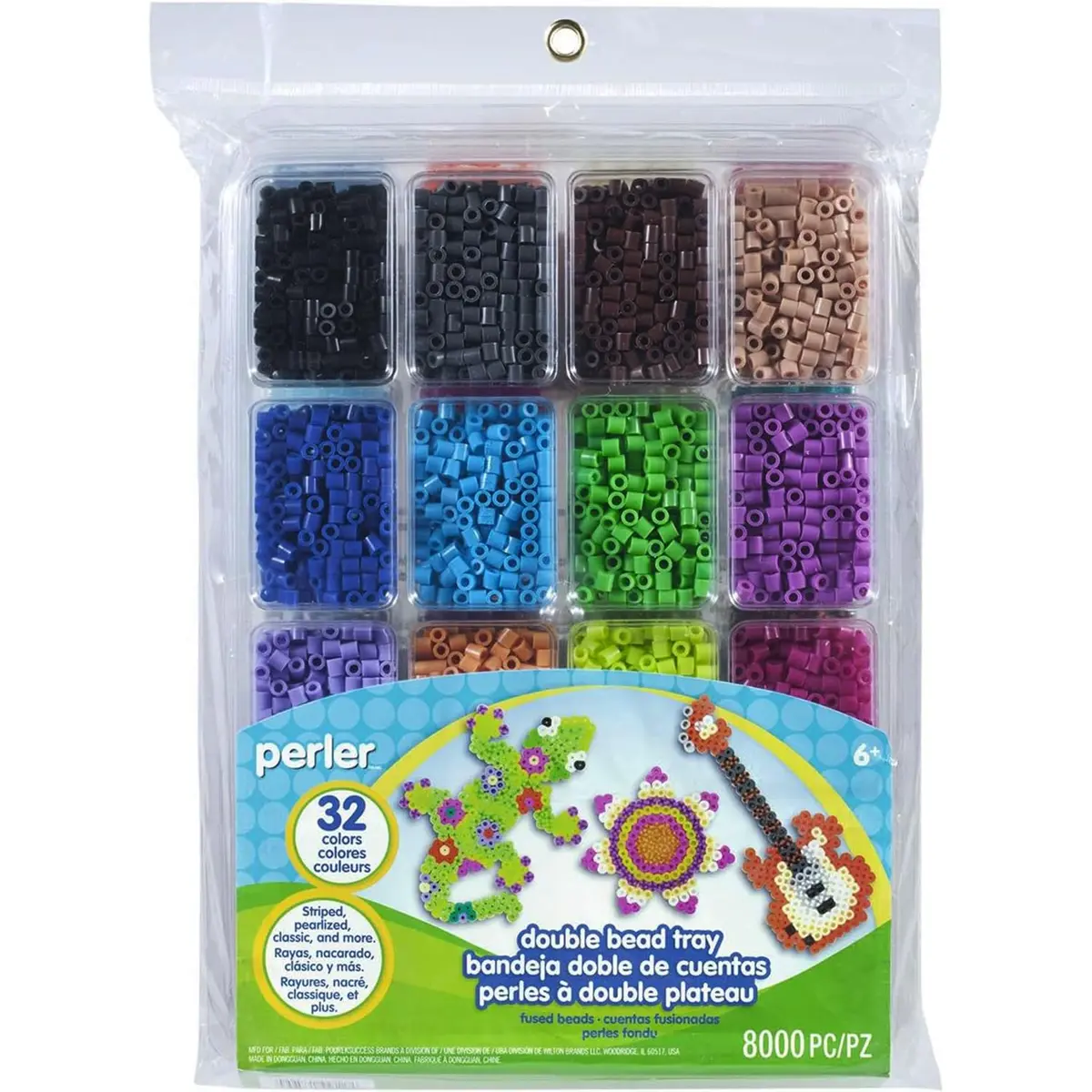Perler Bead Tray with 8000 Fuse Beads in 32 Colors | Large Organizer Set - main product image