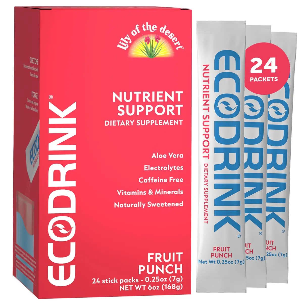 Eco Drink Nutrient Support Hydration Packets 6 Ounce | Caffeine-Free, Electrolytes & Vitamins for Daily Wellness - main product image