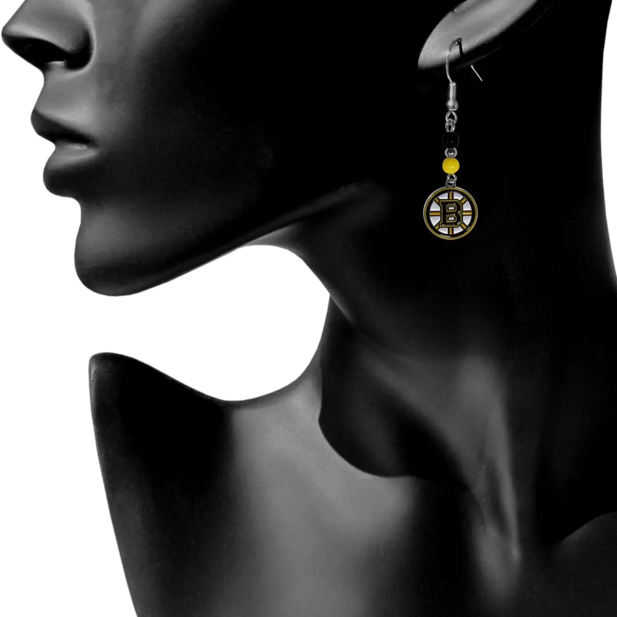 Siskiyou Boston Bruins Fan Bead Dangle Earrings One Size | Team Color, Black - view 2