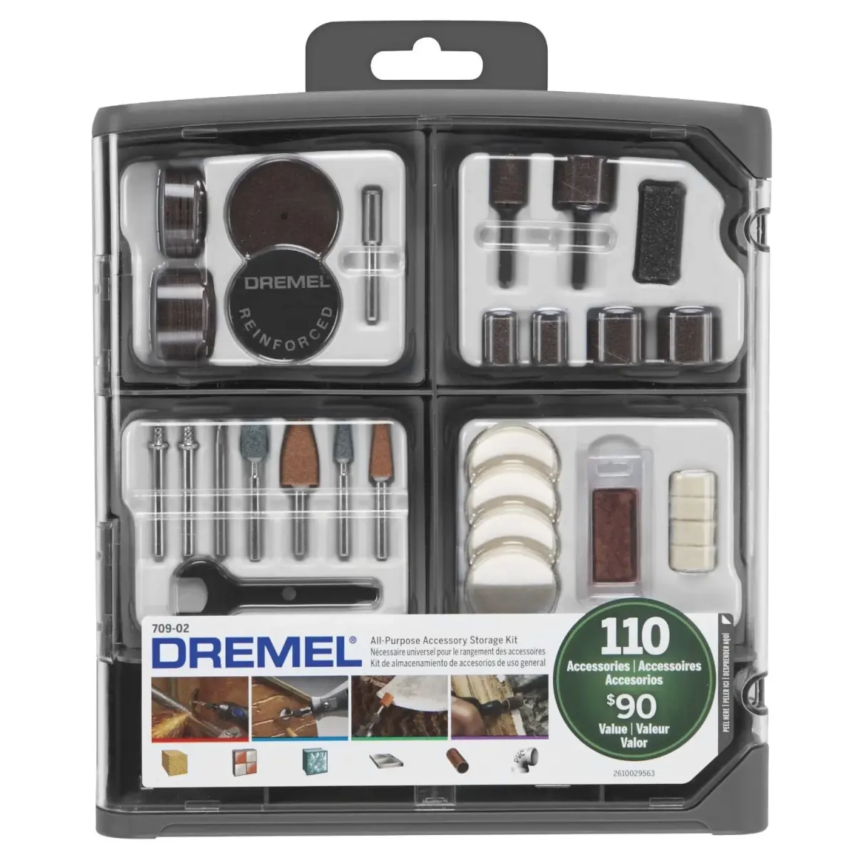 Dremel 709-02 110-Piece All-Purpose Rotary Tool Accessory Kit with Storage Case, Gray | Carving, Sanding, Grinding, Cutting, Polishing - main product image