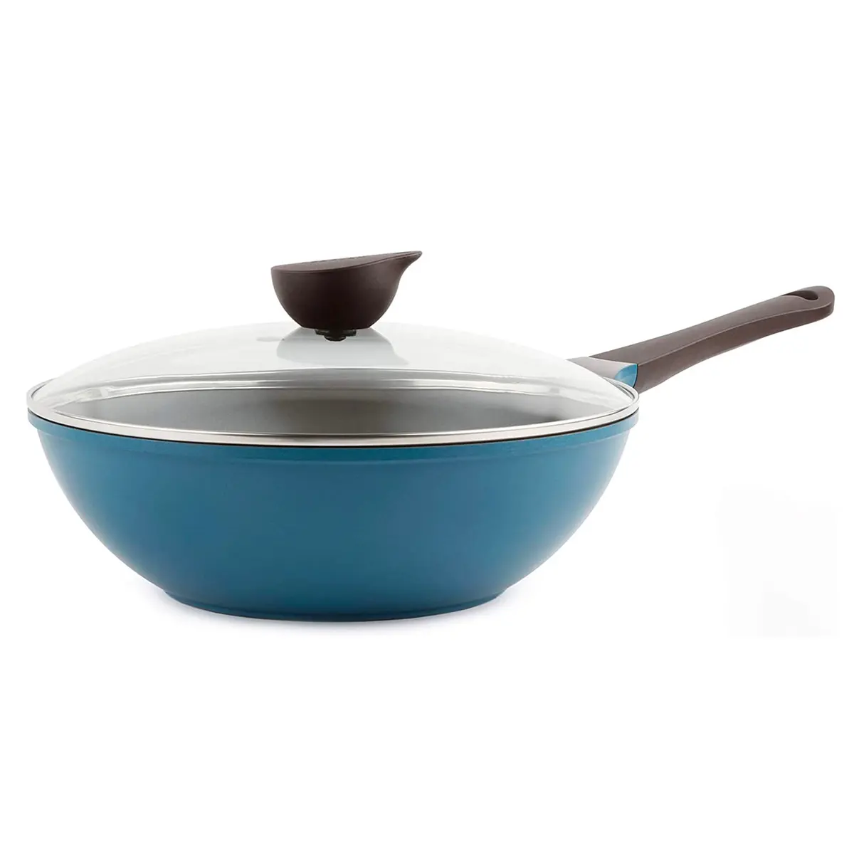 Neoflam Eela 12'' Non Stick Chef's Wok with Glass Lid | PFOA-Free Ceramic Coating, Lightweight & Durable - main product image