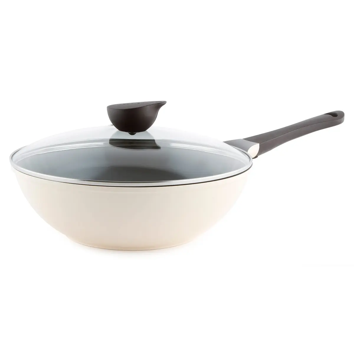 Neoflam Eela 12'' Non Stick Chef's Wok with Glass Lid | PFOA-Free Ceramic Coating, Lightweight & Durable - main product image
