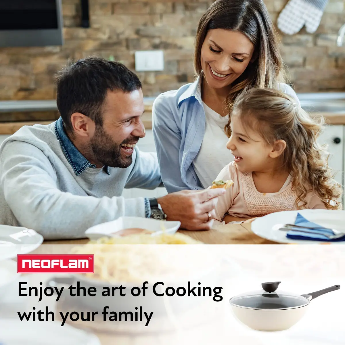 Neoflam Eela 12'' Non Stick Chef's Wok with Glass Lid | PFOA-Free Ceramic Coating, Lightweight & Durable - view 6