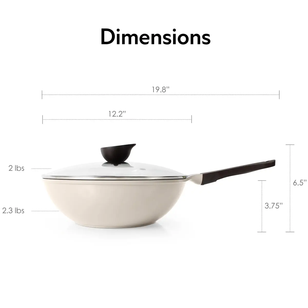 Neoflam Eela 12'' Non Stick Chef's Wok with Glass Lid | PFOA-Free Ceramic Coating, Lightweight & Durable - view 3