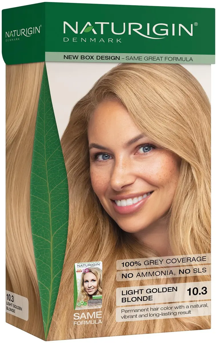 Naturigin Permanent Hair Color 10.3 Light Golden Blonde | Ammonia-Free, 100% Gray Coverage, Nourishing Formula (70-120 chars) - main product image