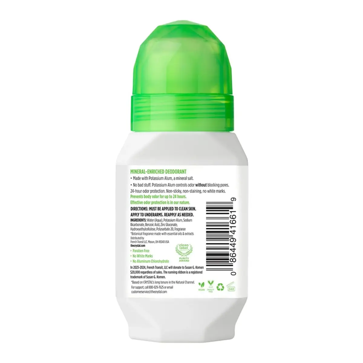 Crystal Essence Vanilla Jasmine Mineral Deodorant Roll-On 66.5ml (2.25 fl oz) | Natural Odor Protection - view 2