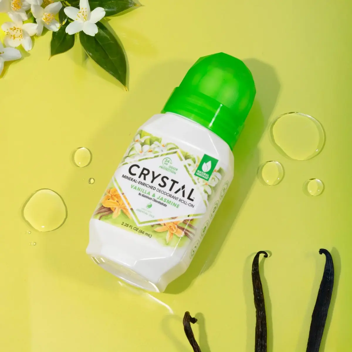 Crystal Essence Vanilla Jasmine Mineral Deodorant Roll-On 66.5ml (2.25 fl oz) | Natural Odor Protection - view 3
