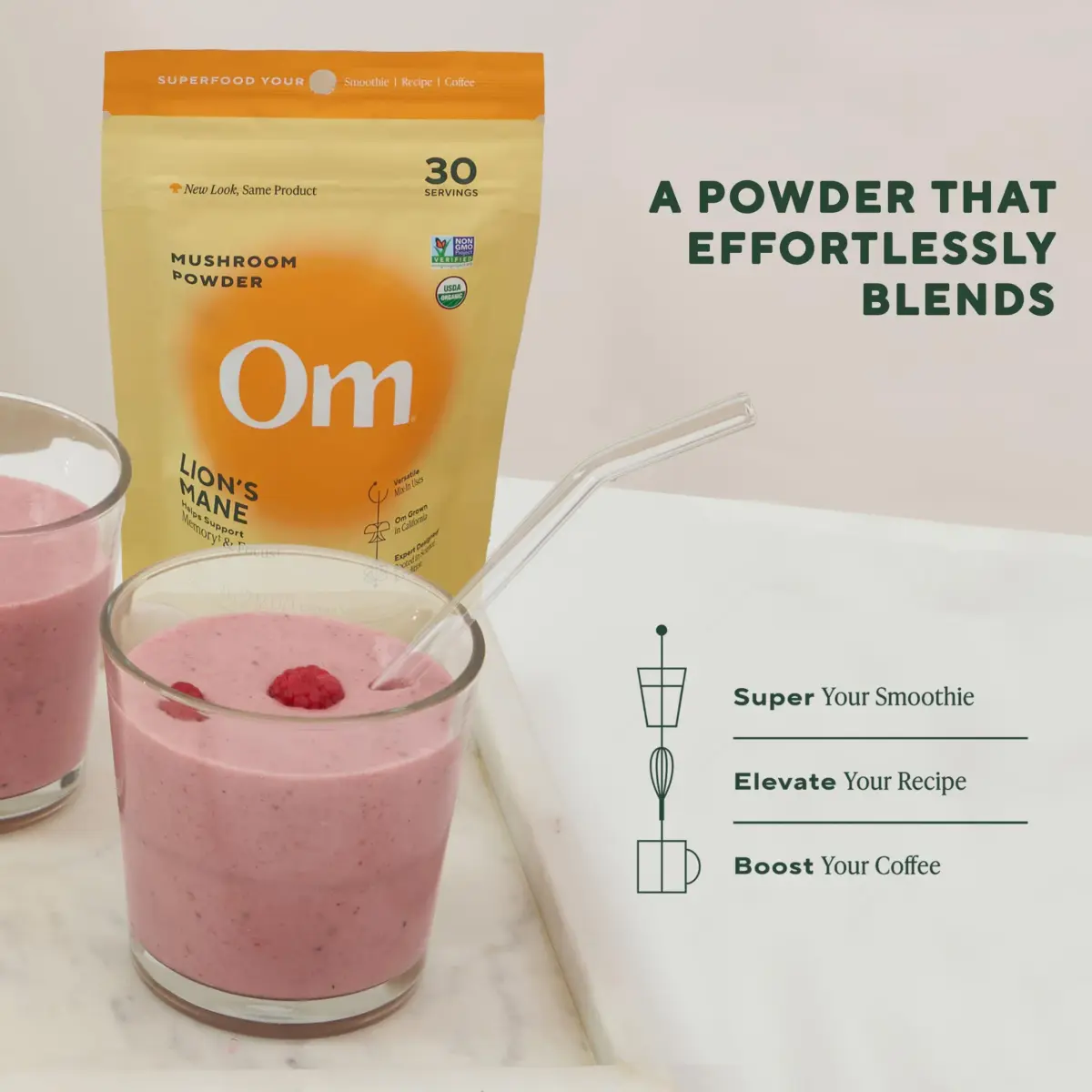 OM Mushroom Superfood Organic Lion's Mane Mushroom Powder 100g (3.5 oz) | Nootropic for Focus & Memory - view 5