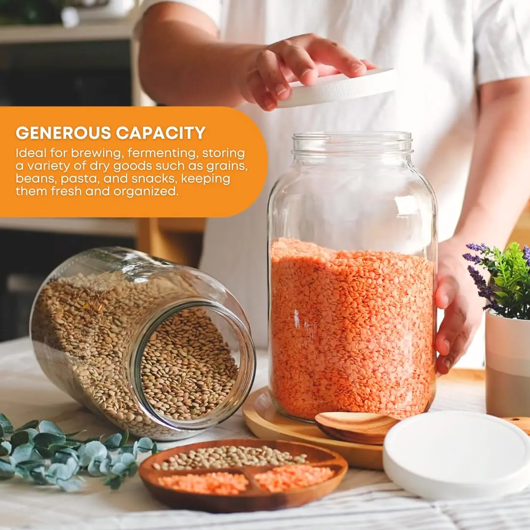 FastRack 1 Gallon Glass Jar with Lid | Wide Mouth Food Storage Container - view 2