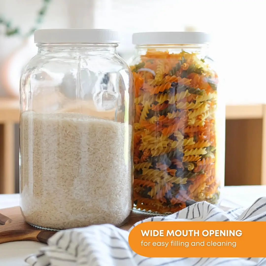 FastRack 1 Gallon Glass Jar with Lid | Wide Mouth Food Storage Container - view 3