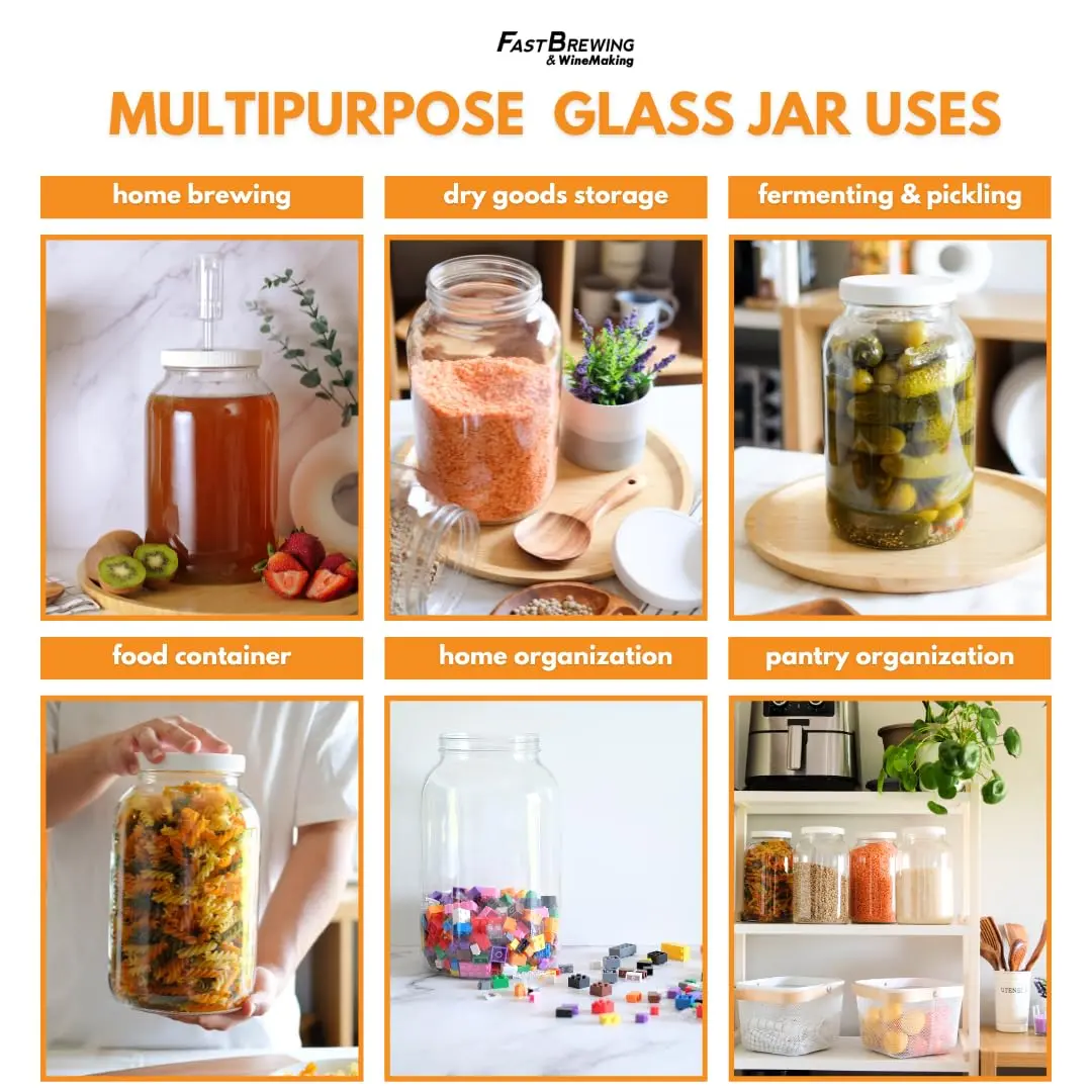 FastRack 1 Gallon Glass Jar with Lid | Wide Mouth Food Storage Container - view 4