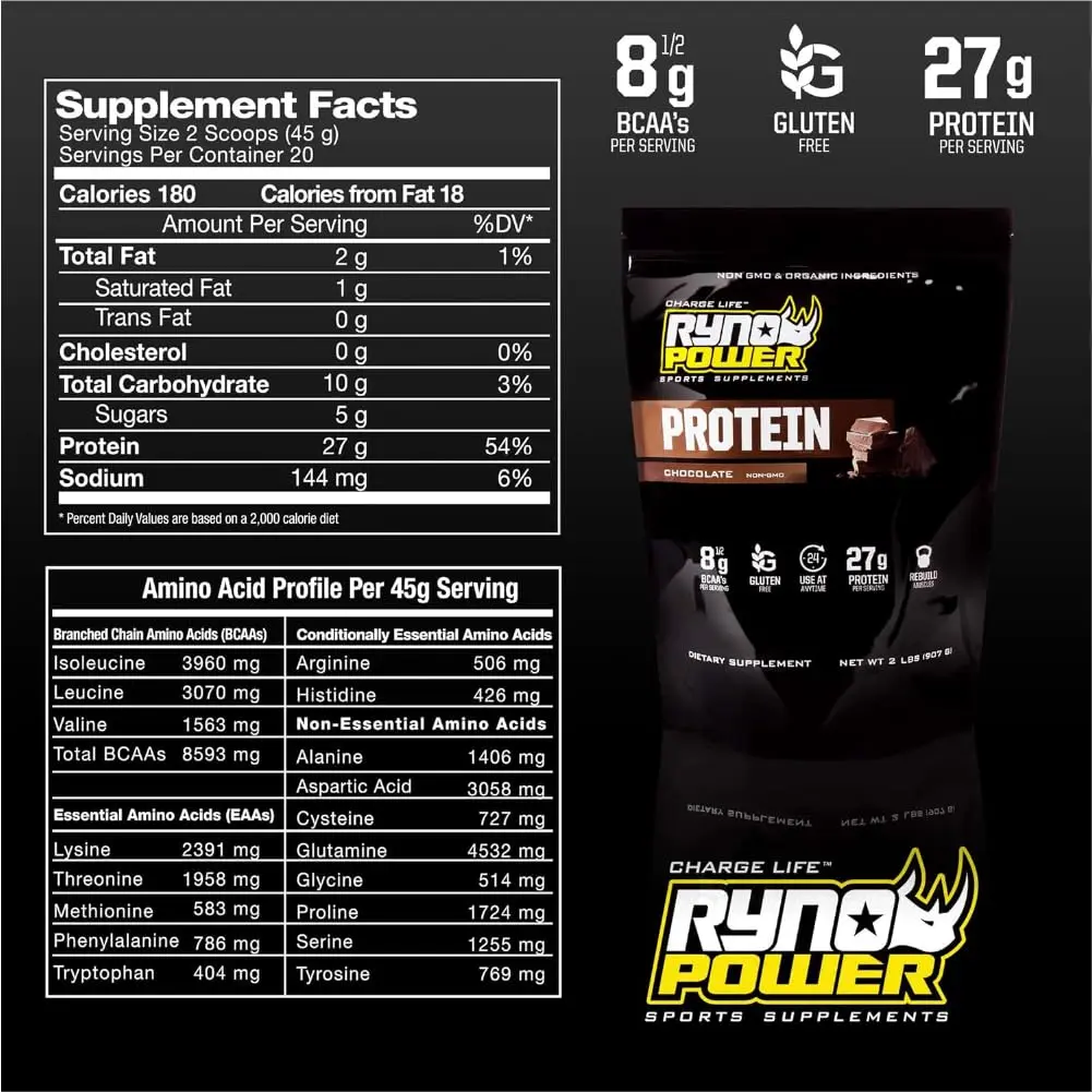 Ryno Power All Natural Whey Protein 2lb | 27g Protein & No Fillers, Gluten-Free, Non GMO - view 6