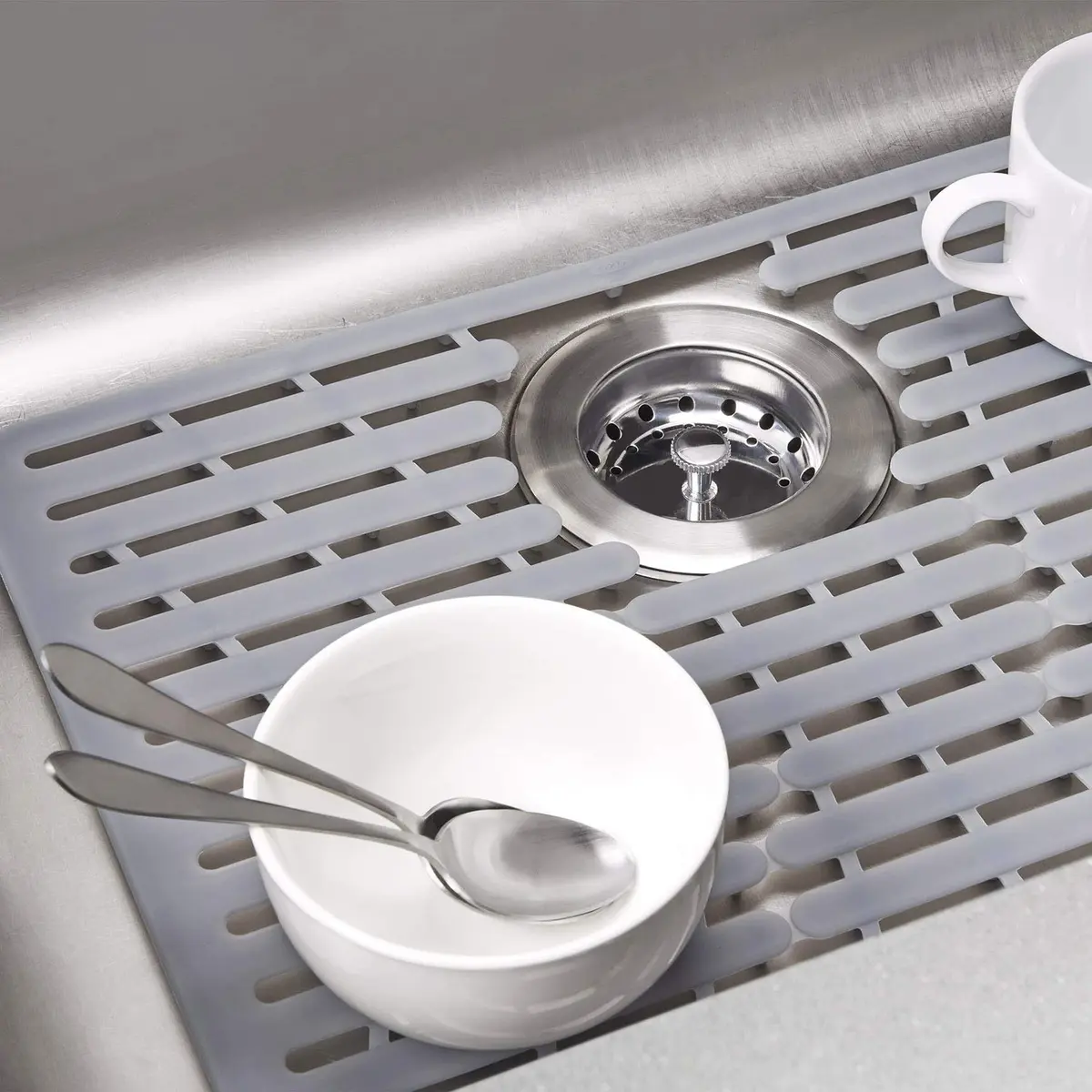 OXO Good Grips Silicone Sink Mat - Small, 32.5 cm (12.75") x 28.6 cm (11.25") | Protects Sinks & Dishes - view 4