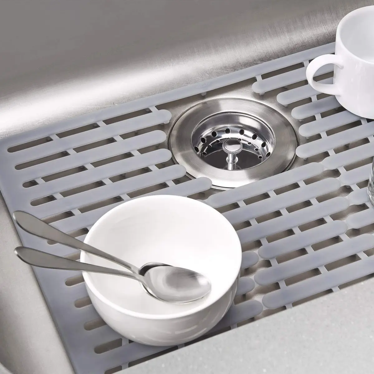 OXO Good Grips Silicone Sink Mat - Large 41.3cm (16.25") X 32.4cm (12.75") | Protects Sink & Dishes, Heat-Safe - view 7