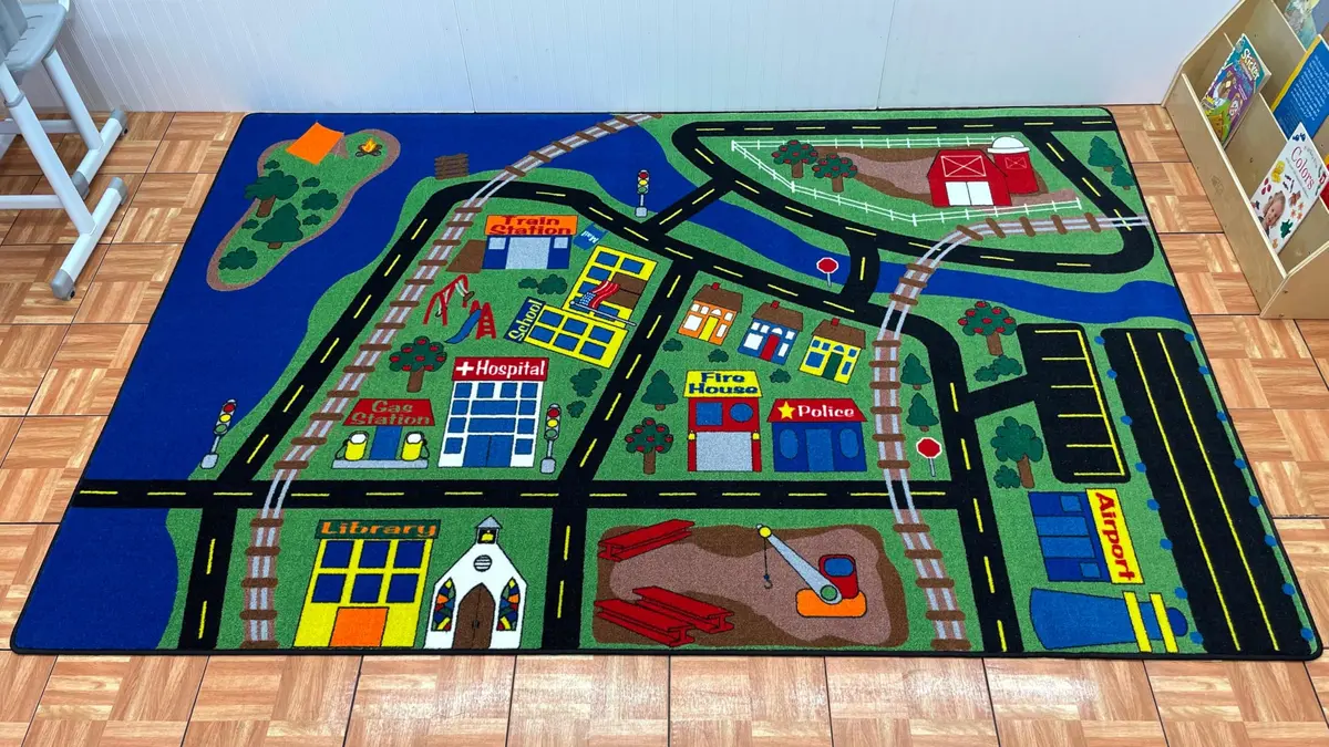 KIDCARPET.COM Total Transportation Play Mat Rug, 6' x 8'6" Rectangle | Child-Safe, Commercial-Grade Play Rug - view 2