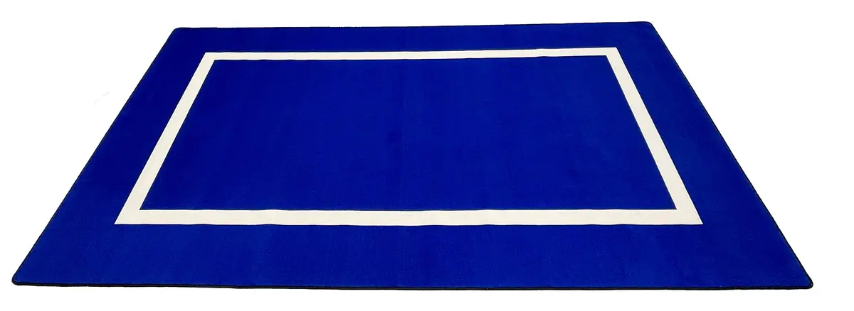 KIDCARPET.COM Montessori Classroom Rug 7'6" x 12' Blue/Crème | Educational Commercial-Grade Rug - main product image