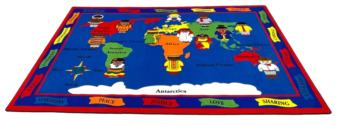 KIDCARPET.COM World of Peace Globe Map Classroom Rug | Geography Learning Carpet for Preschool & Elementary, 6' x 8'6" - view 2