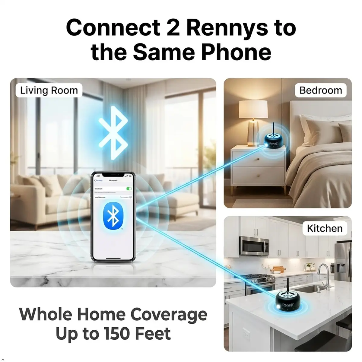 RENNY Loud Cell Phone Ringer Amplifier & LED Flasher 117 dB Bluetooth | Bright Flashing Light & Loud Ringtone for Calls - view 7