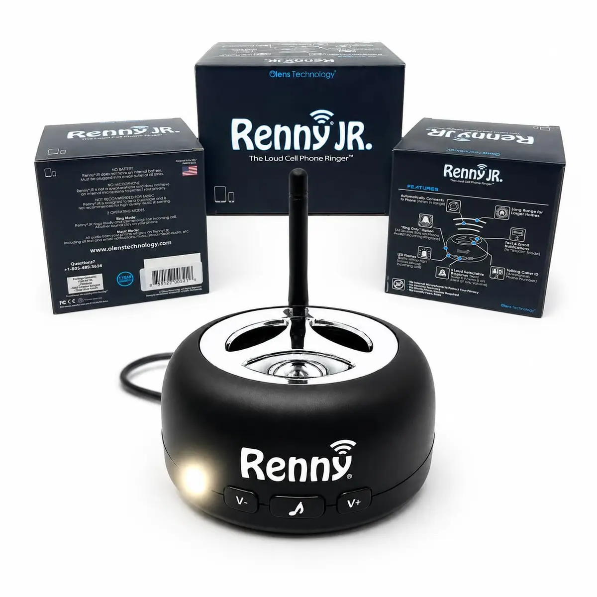 RENNY Loud Cell Phone Ringer Amplifier & LED Flasher 117 dB Bluetooth | Bright Flashing Light & Loud Ringtone for Calls - view 8