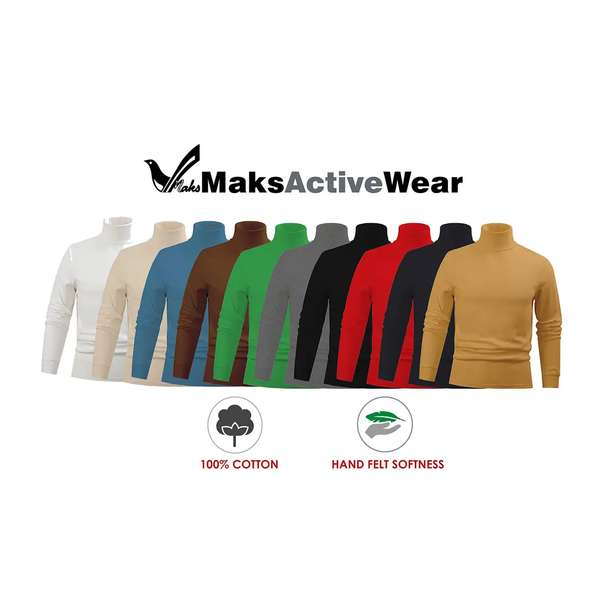 Maks Men's 100% Cotton Turtleneck Pullover Sweater Interlock Knit Warm Blue | Regular Fit, Soft & Breathable - view 7