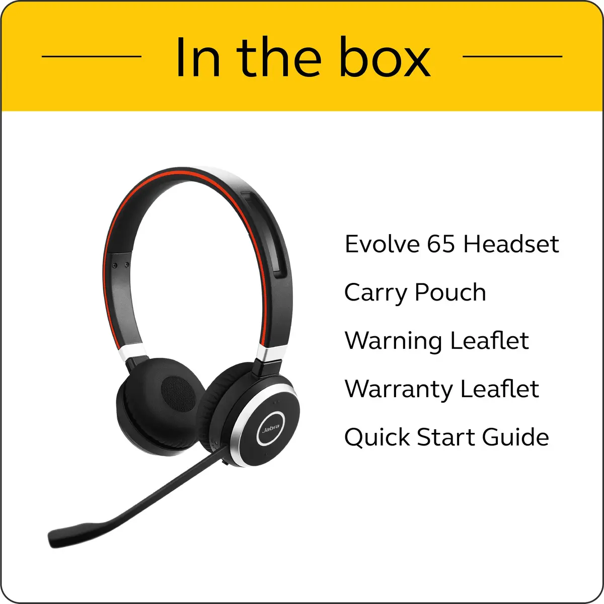 Jabra Evolve 65 UC Wireless Headset, Stereo – Industry-Leading Wireless Performance, Passive Noise Cancellation, All Day Battery - view 6