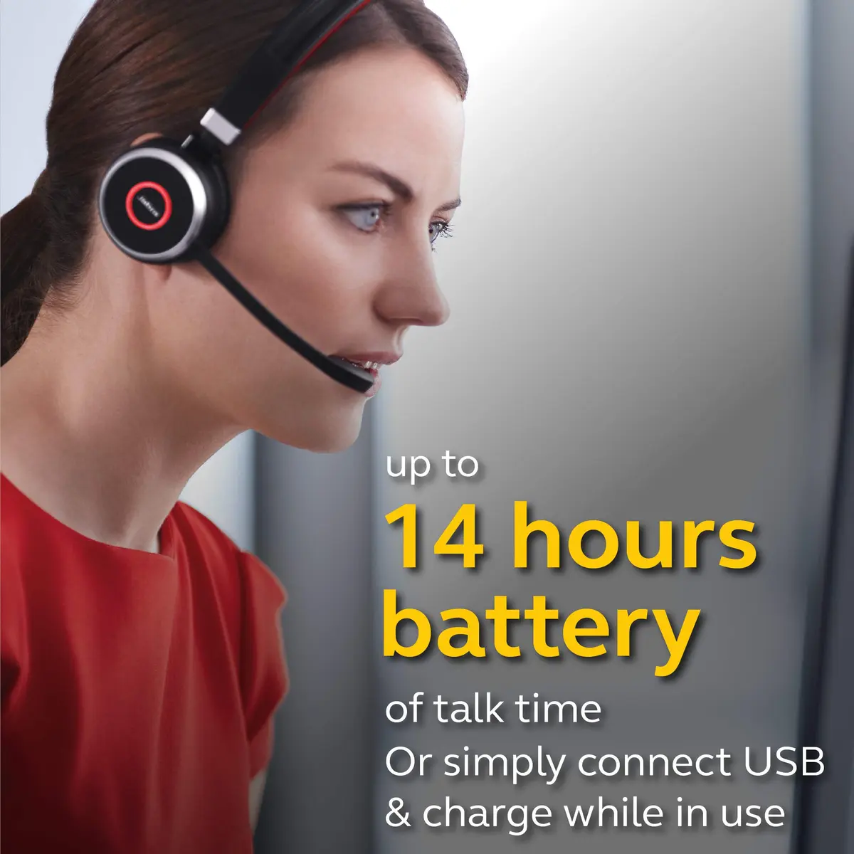 Jabra Evolve 65 UC Wireless Headset, Stereo – Industry-Leading Wireless Performance, Passive Noise Cancellation, All Day Battery - view 3