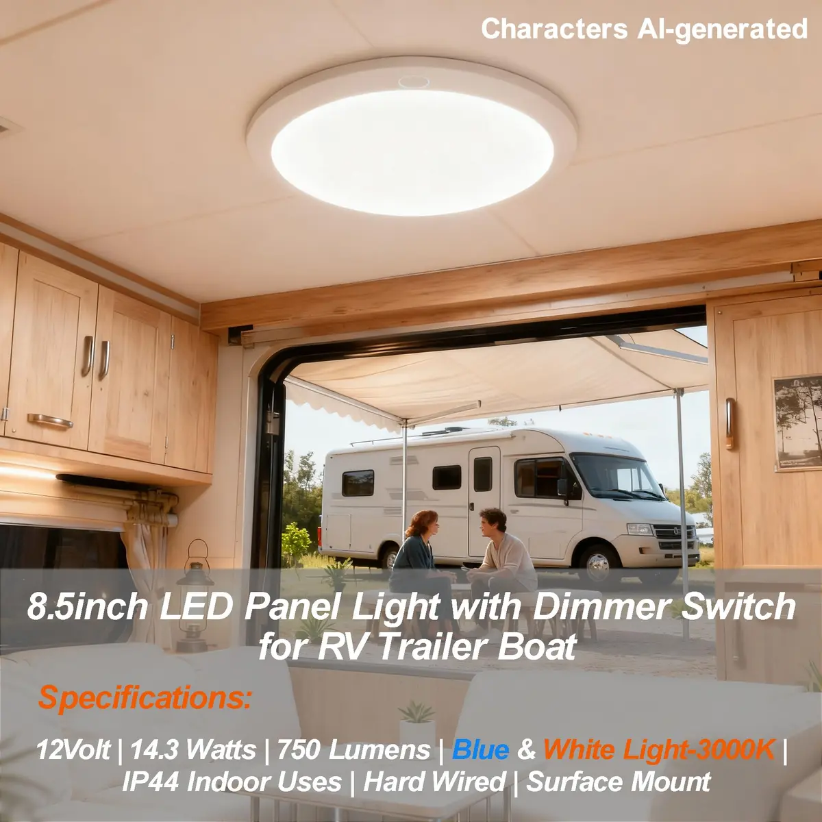 Dream lighting 12V Ceiling Light for RV & Boat | Dimmable LED Round Fixture 8.5 inch with Memory Function - view 2