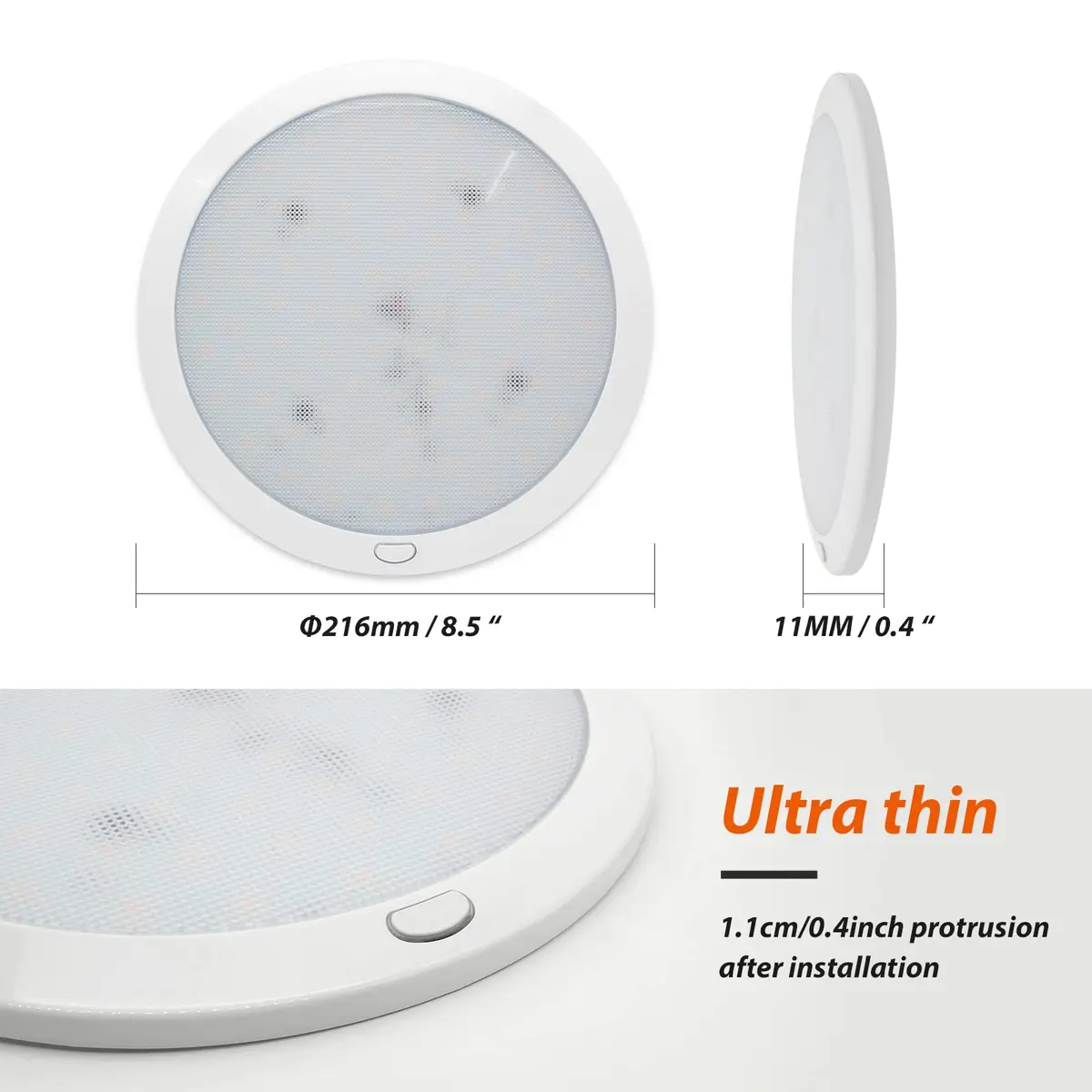 Dream lighting 12V Ceiling Light for RV & Boat | Dimmable LED Round Fixture 8.5 inch with Memory Function - view 3