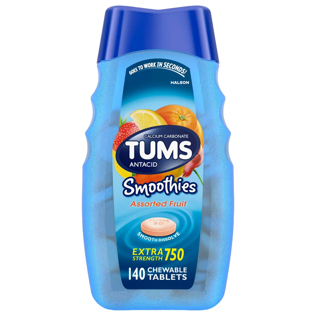 TUMS Smoothies Antacid Tablets 140 Count | Heartburn Relief in Assorted Fruit - main product image