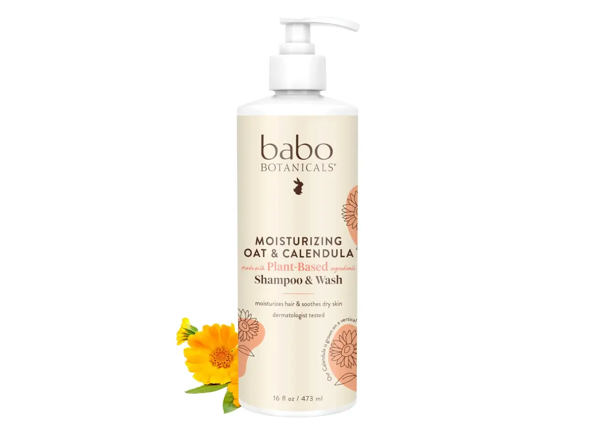 Babo Botanicals Moisturizing Oat & Calendula 2-in-1 Shampoo & Wash 473ml (16 Fl Oz) | Gentle, Vegan Formula for All Ages - main product image
