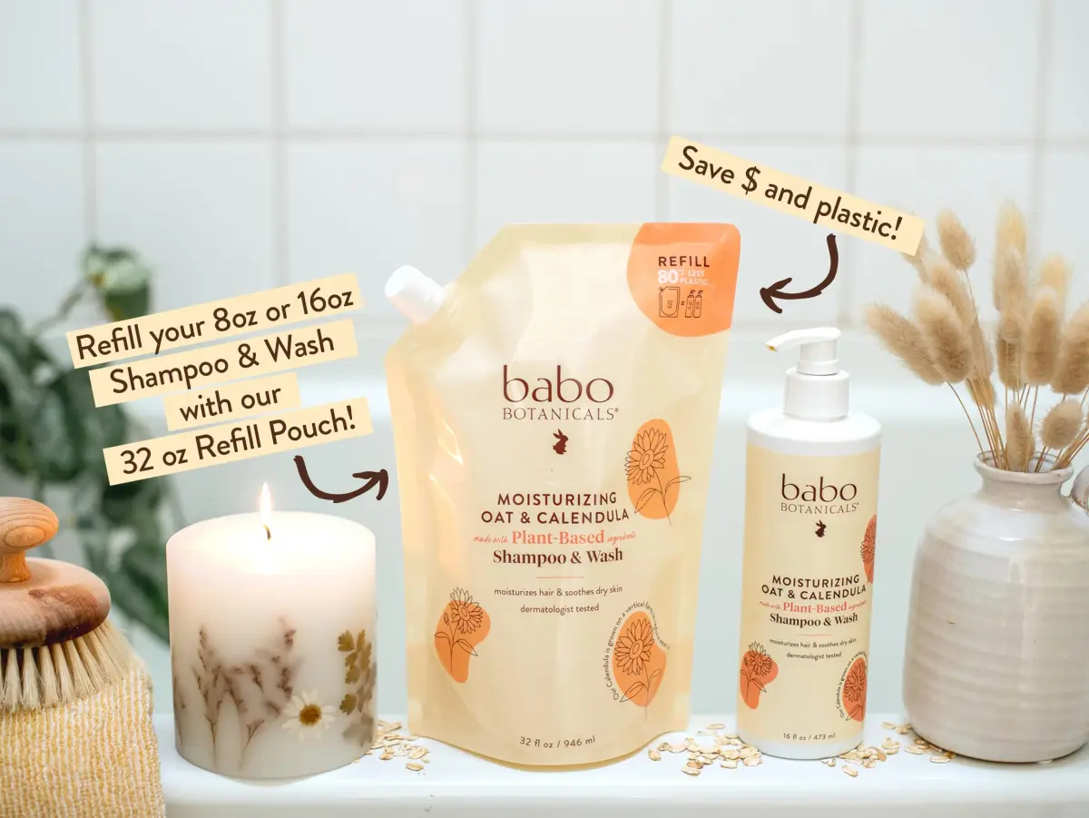 Babo Botanicals Moisturizing Oat & Calendula 2-in-1 Shampoo & Wash 473ml (16 Fl Oz) | Gentle, Vegan Formula for All Ages - view 2