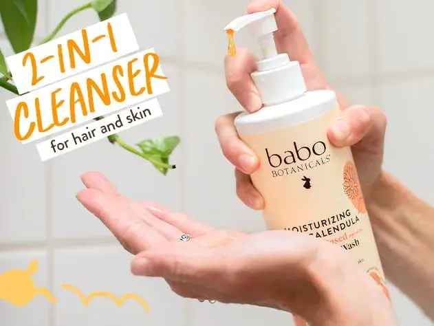 Babo Botanicals Moisturizing Oat & Calendula 2-in-1 Shampoo & Wash 473ml (16 Fl Oz) | Gentle, Vegan Formula for All Ages - view 3