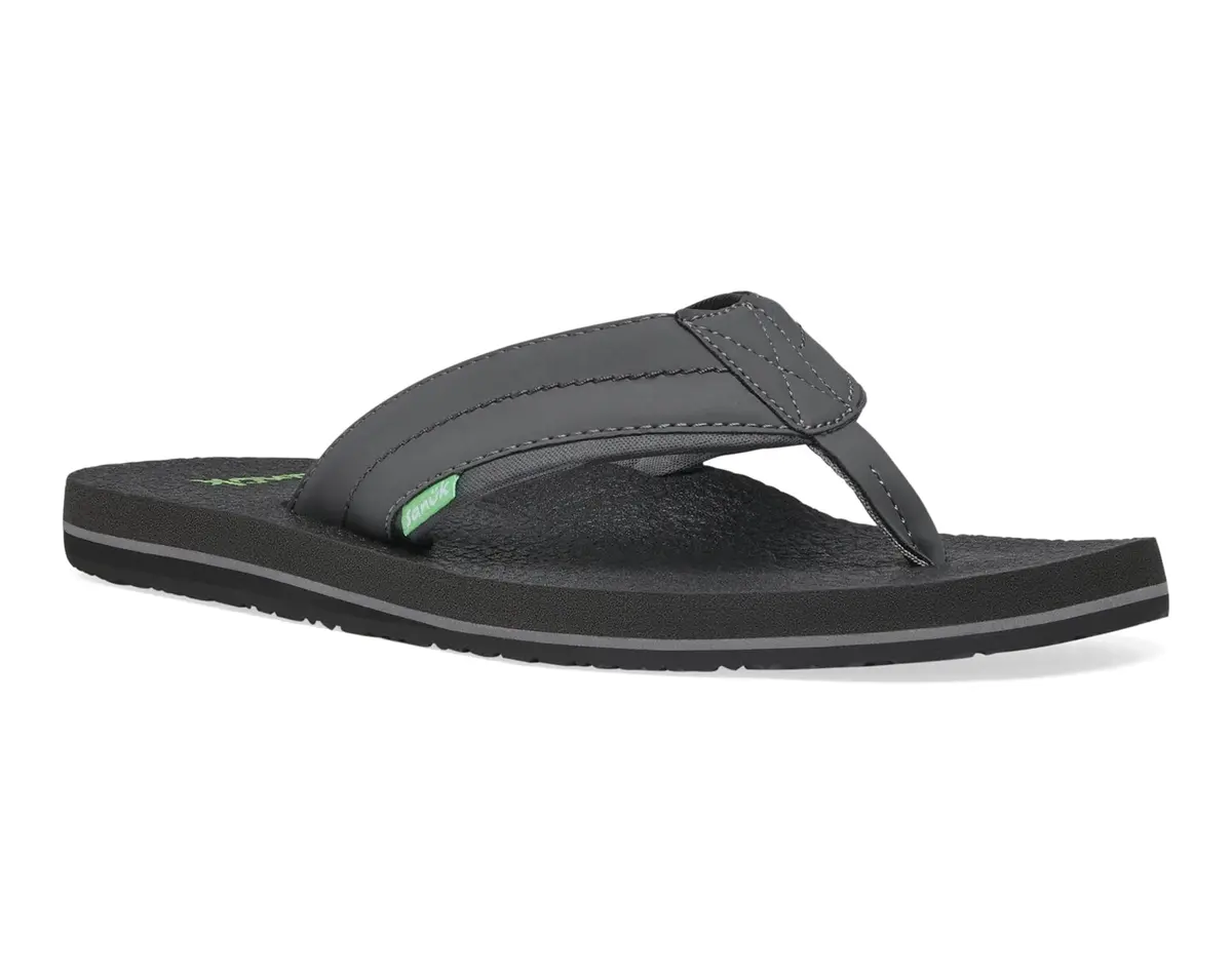 Sanuk Beer Cozy IV Mens Flip Flops - Memory Foam Beach Sandals, Charcoal, 11 | All-Day Comfort & Eco-Friendly - main product image