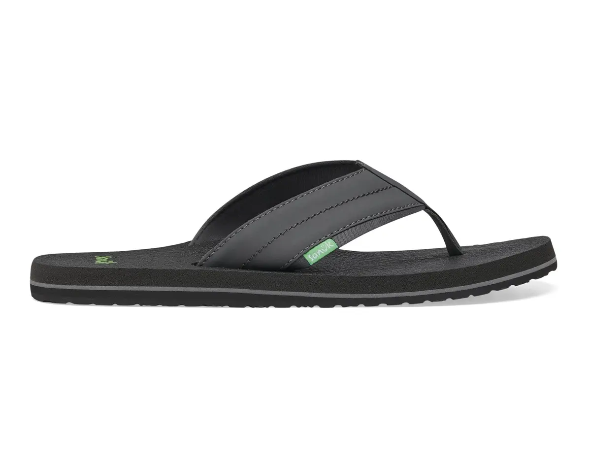 Sanuk Beer Cozy IV Mens Flip Flops - Memory Foam Beach Sandals, Charcoal, 11 | All-Day Comfort & Eco-Friendly - view 2