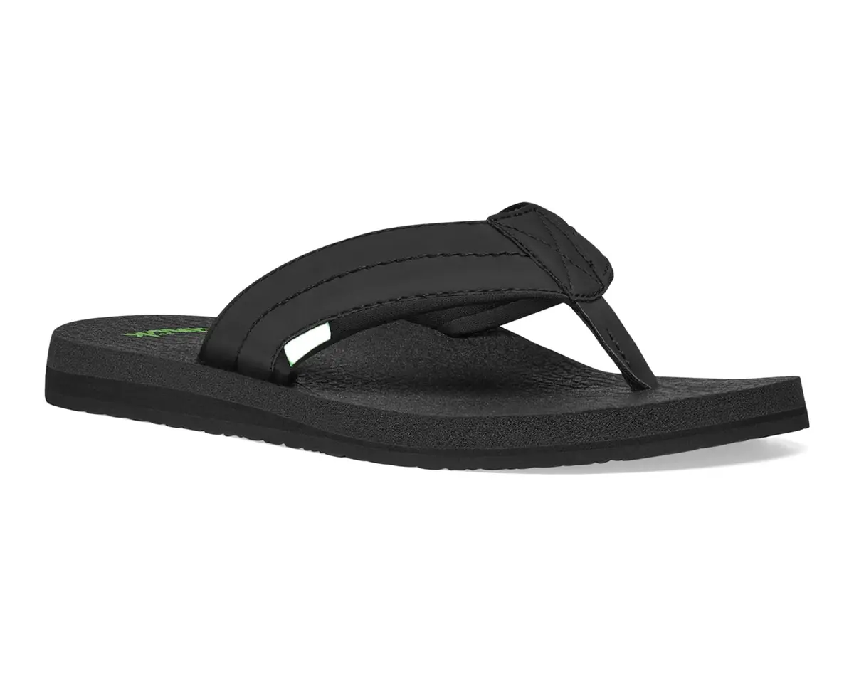 Sanuk Beer Cozy IV Mens Flip Flops - Memory Foam Beach Sandals, Black, 10 | All-Day Comfort & Eco-Friendly Style - main product image