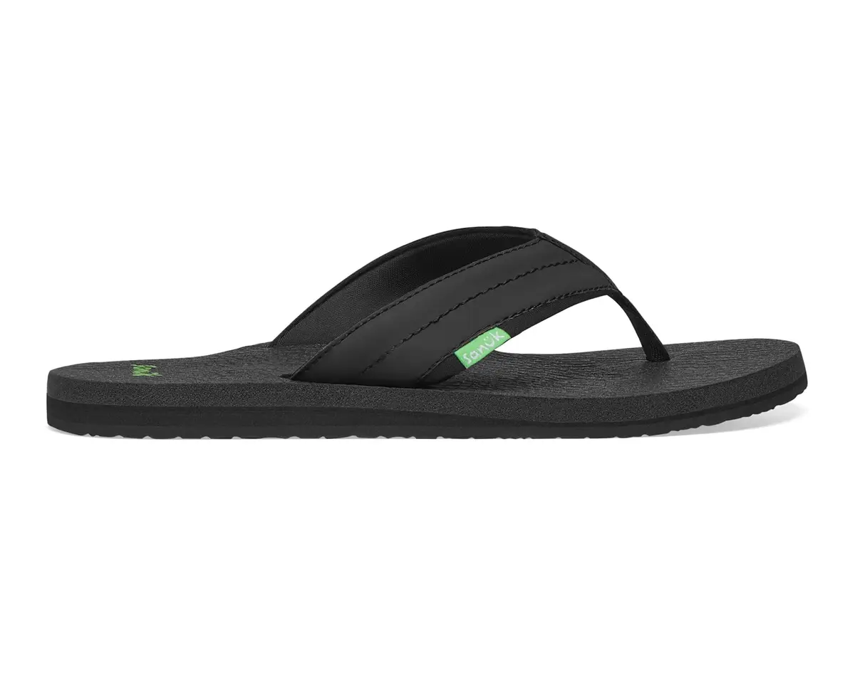 Sanuk Beer Cozy IV Mens Flip Flops - Memory Foam Beach Sandals, Black, 10 | All-Day Comfort & Eco-Friendly Style - view 2