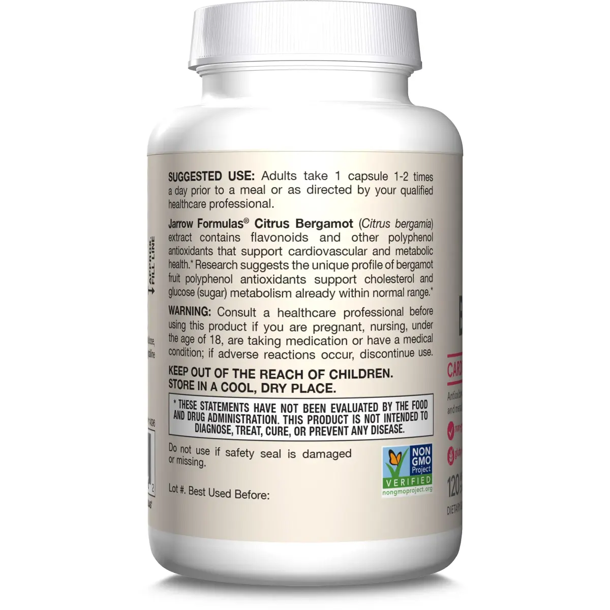 Jarrow Formulas Citrus Bergamot 500 mg Veggie Capsules | 120 Servings (Vegan, Gluten-Free) - view 9