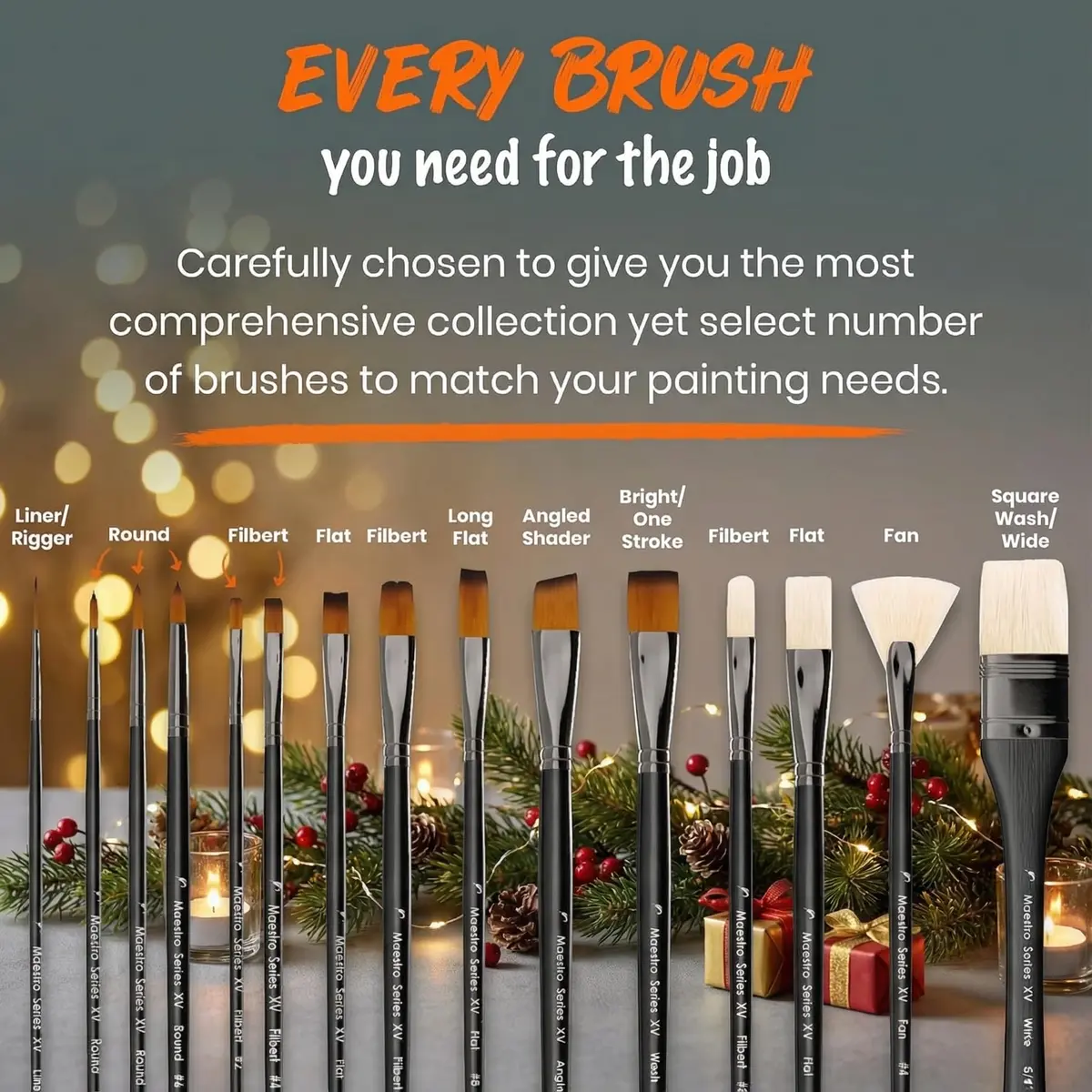 D'Artisan Shoppe Paint Brushes Maestro Series XV 15-piece Long Handle Set | Professional Acrylic Oil Watercolor - view 4