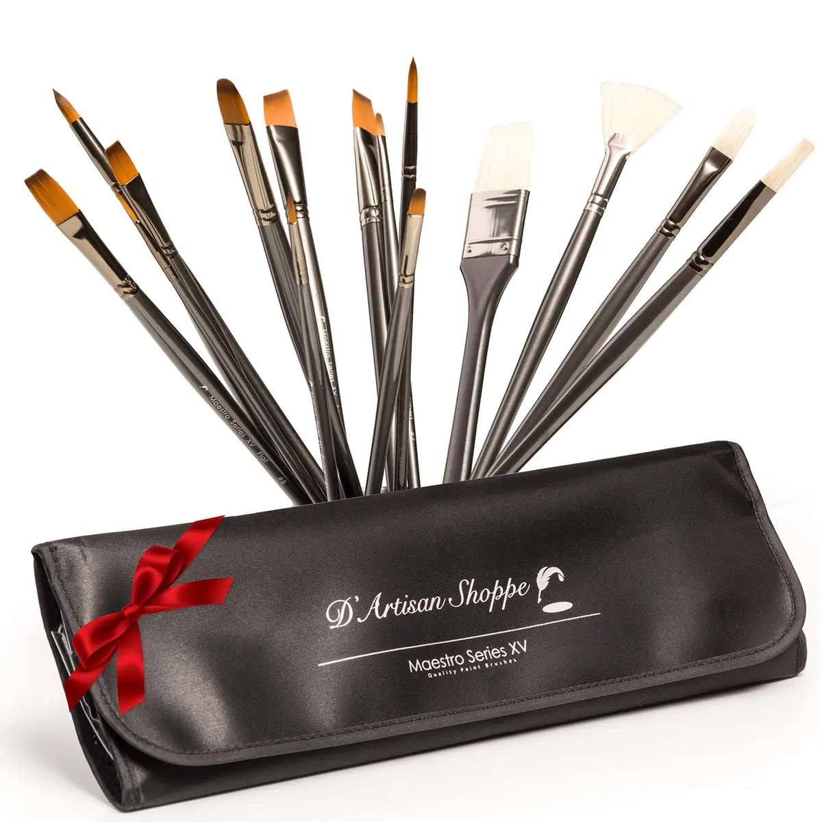 D'Artisan Shoppe Paint Brushes Maestro Series XV 15-piece Long Handle Set | Professional Acrylic Oil Watercolor - main product image