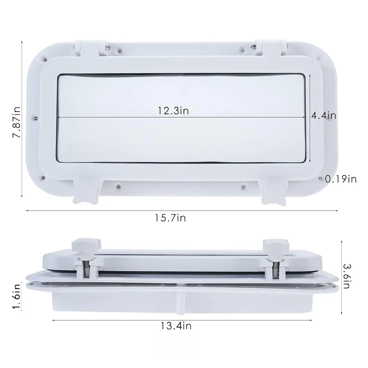 Amarine Made 15.7"x7.9" Porthole Window White | Marine-Grade ABS, Easy Install, Waterproof - view 2